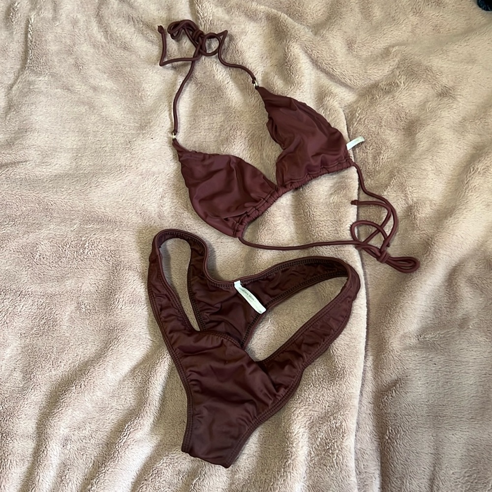 Gooseberry Seaside Swim Top and Bottom Brown
